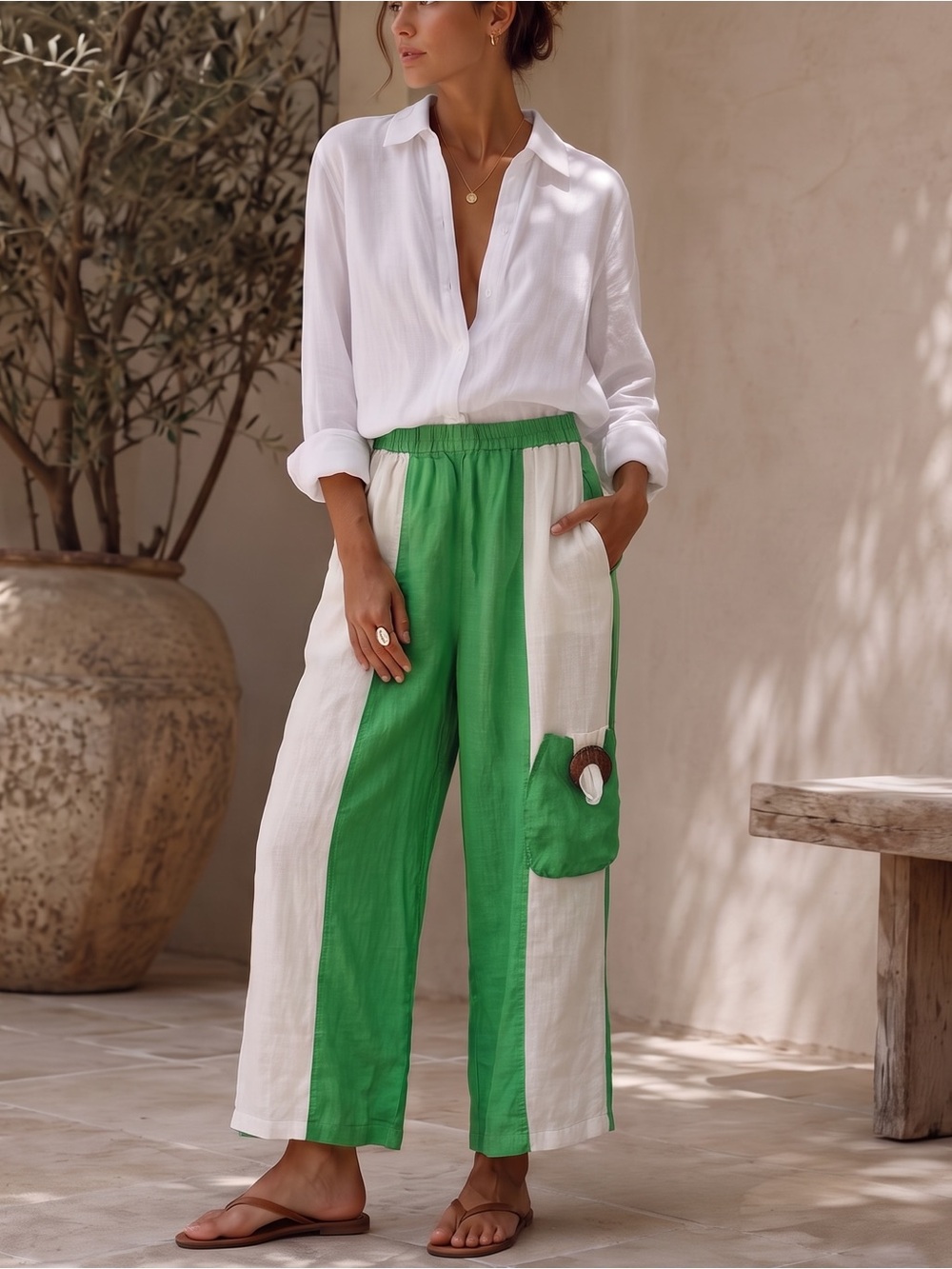 VINTAGE LISA RENE Cropped Wide Leg Pants